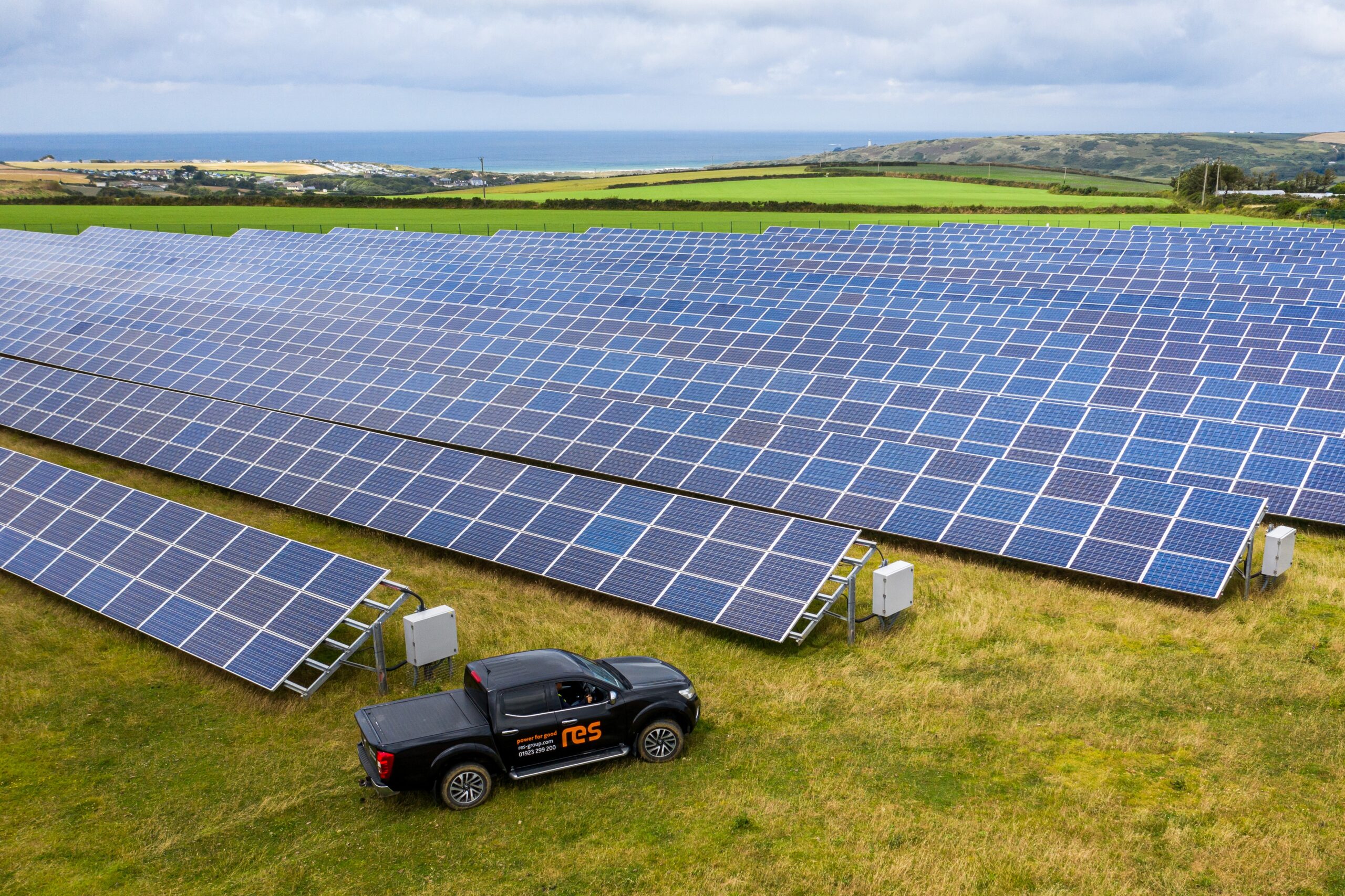 RES O&M team servicing a solar farm in Cornwall