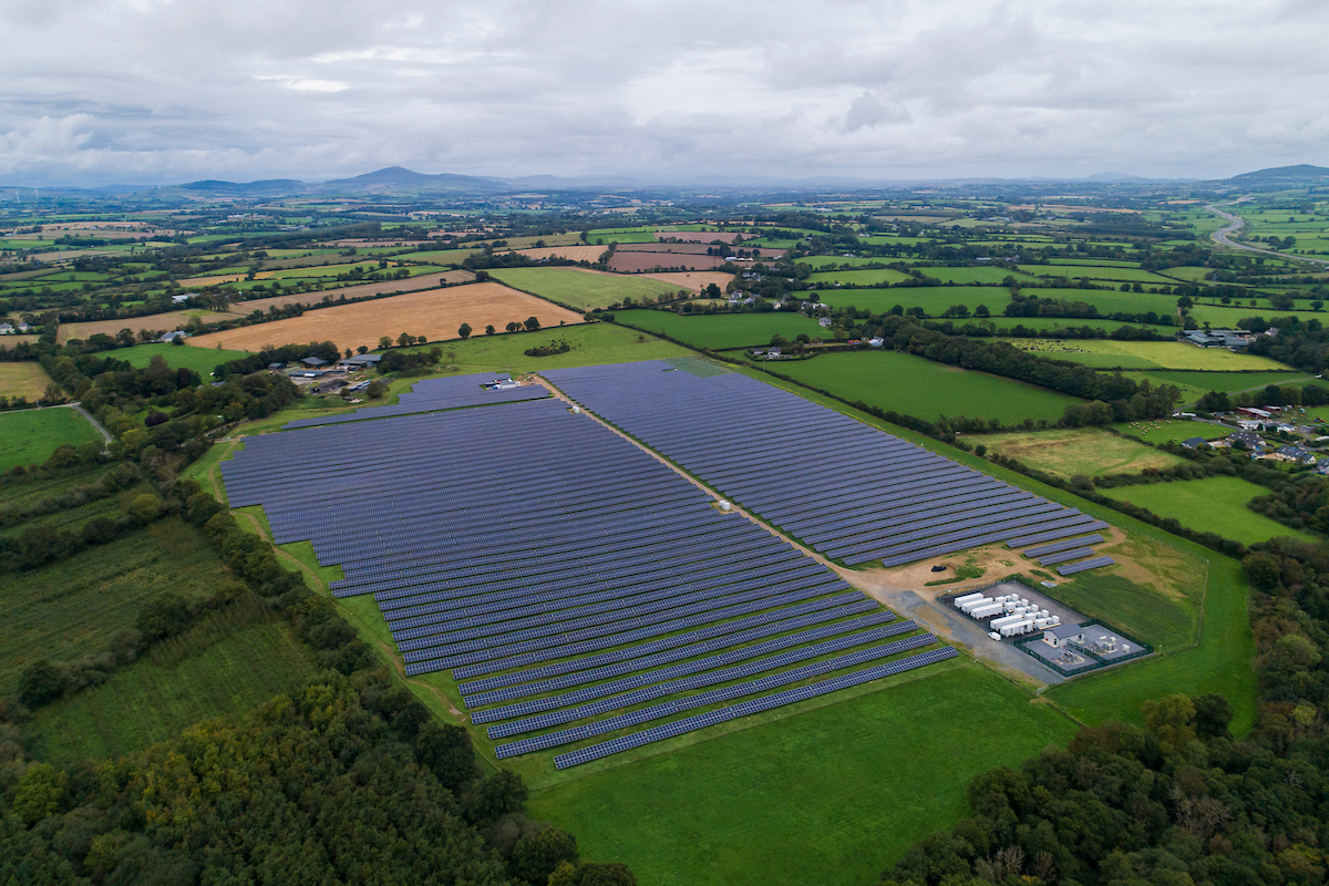 Aerial view of solar project. RES asset management
